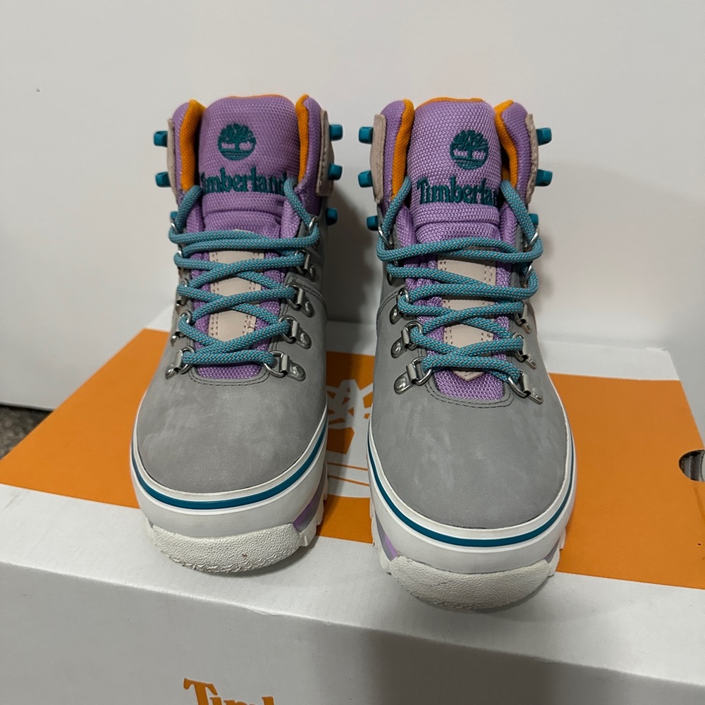 Timberland Purple and Gray Shoes with Blue Highlights